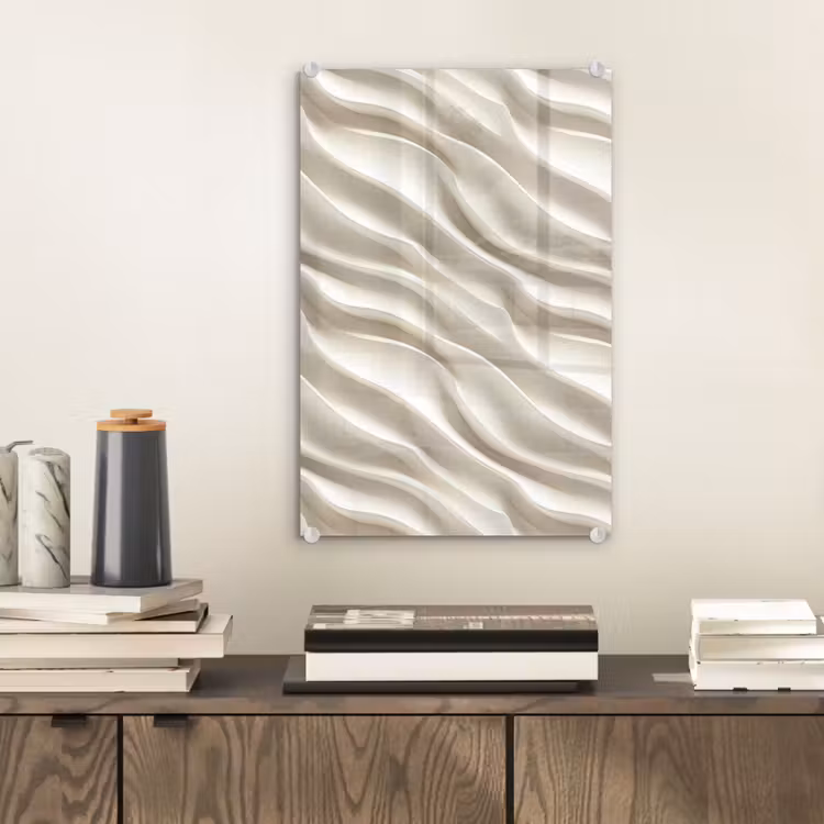 Glas schilderij - Diagonaal - Golven - Crème — 2