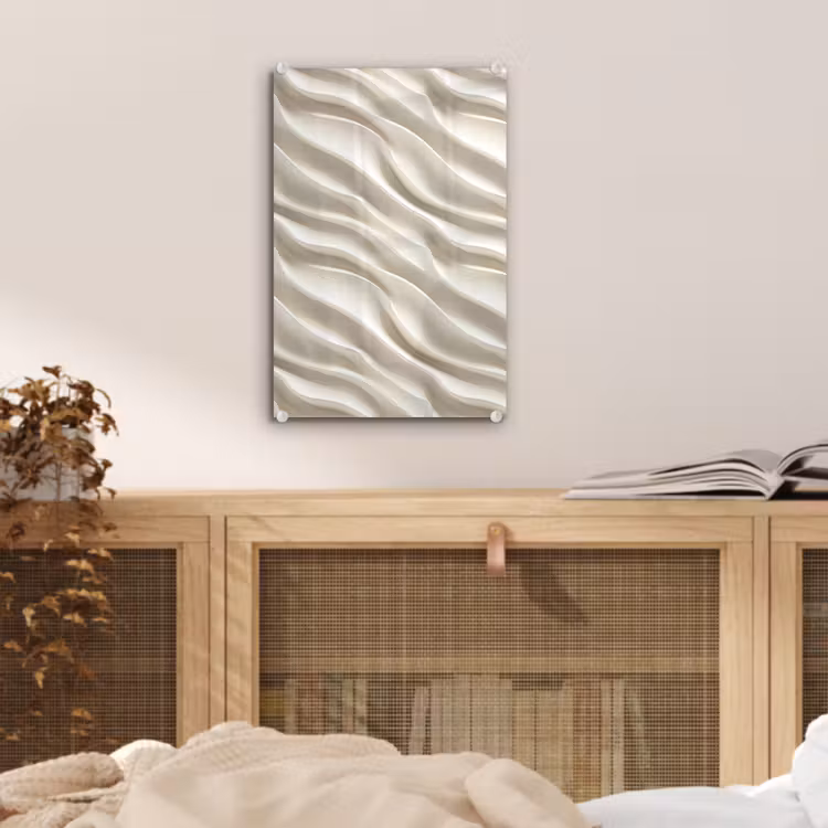 Glas schilderij - Diagonaal - Golven - Crème — 5