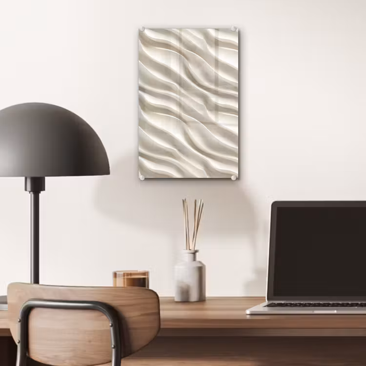 Glas schilderij - Diagonaal - Golven - Crème — 7