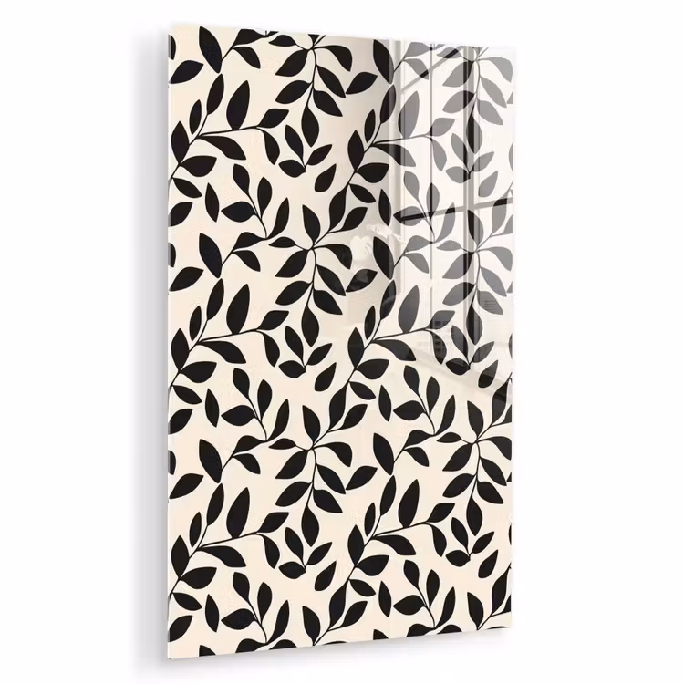 Glas schilderij - Elegant - Patroon - Zwart - Beige — 1