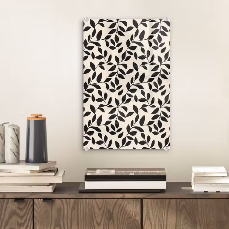 Glas schilderij - Elegant - Patroon - Zwart - Beige — 2