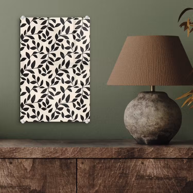 Glas schilderij - Elegant - Patroon - Zwart - Beige — 4