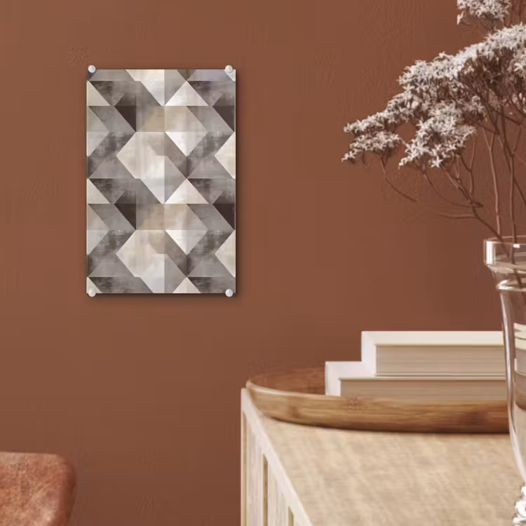 Glas schilderij - Geometrisch - Motief - Aardetinten — 6