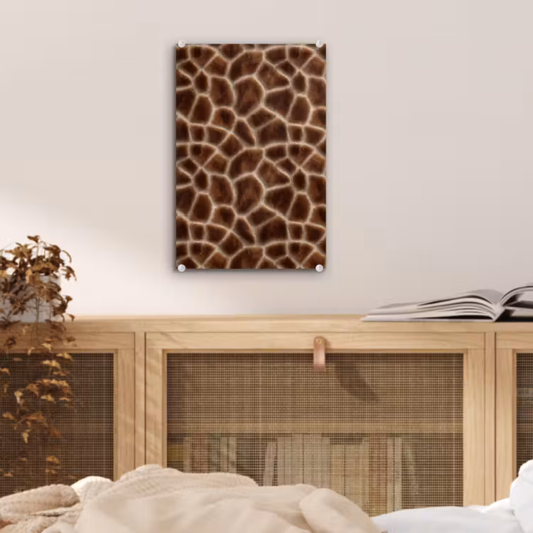 Glas schilderij - Giraf - Bruin - Vacht — 5