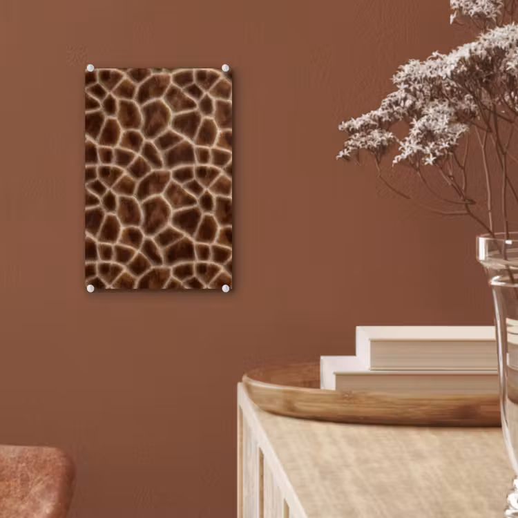 Glas schilderij - Giraf - Bruin - Vacht — 6