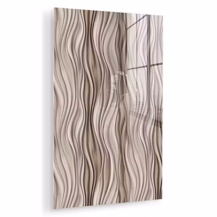 Glas schilderij - Golven - 3D - Crème — 1