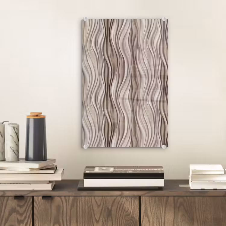 Glas schilderij - Golven - 3D - Crème — 2