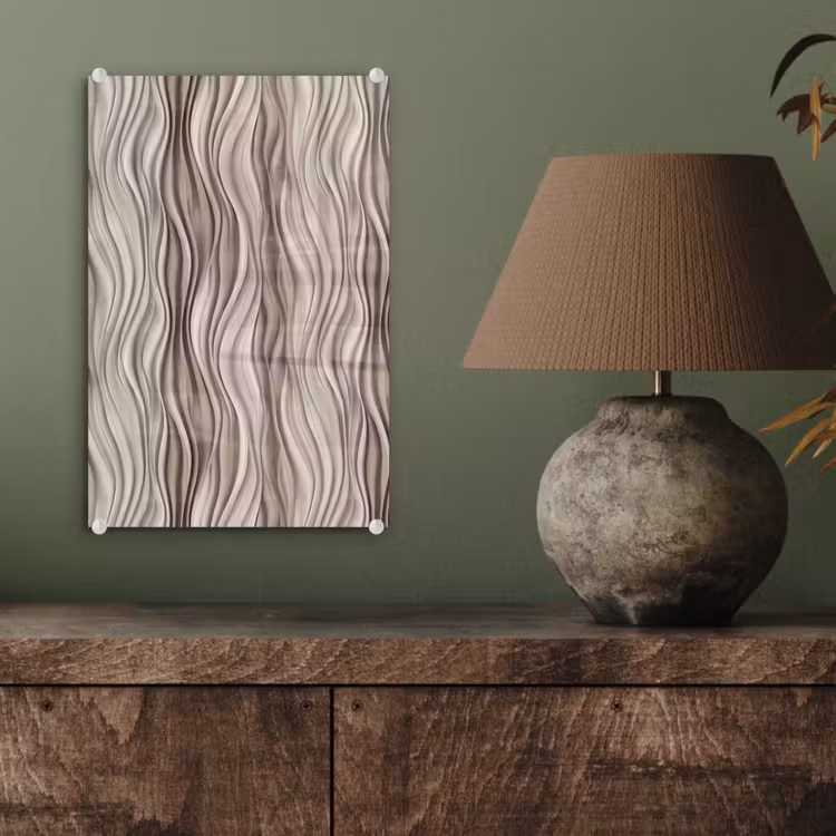 Glas schilderij - Golven - 3D - Crème — 4