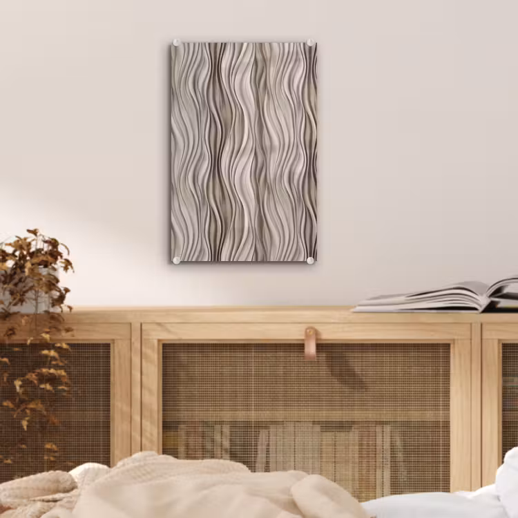 Glas schilderij - Golven - 3D - Crème — 5