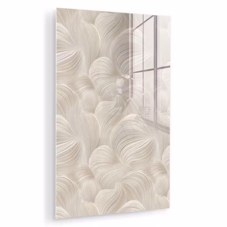 Glas schilderij - Lijnen - Waaier - Beige — 1