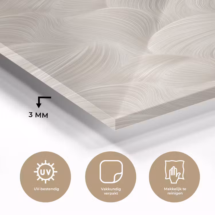 Glas schilderij - Lijnen - Waaier - Beige — 3