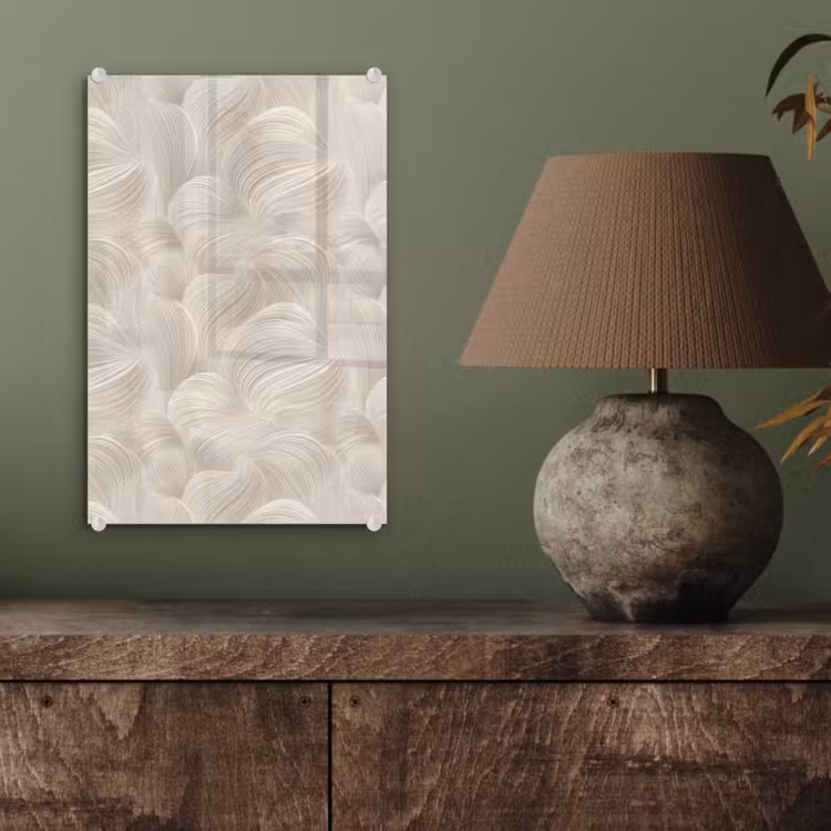 Glas schilderij - Lijnen - Waaier - Beige — 4
