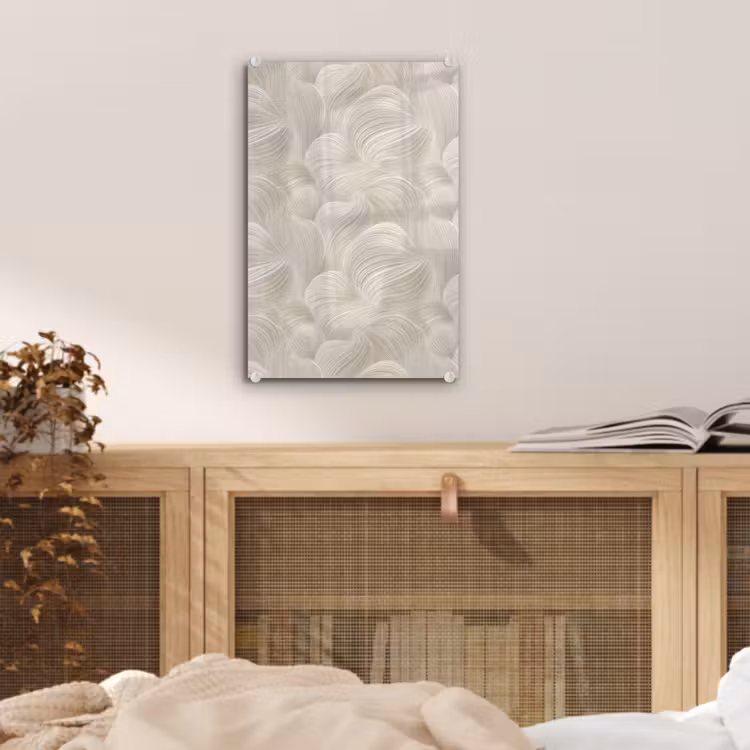 Glas schilderij - Lijnen - Waaier - Beige — 5