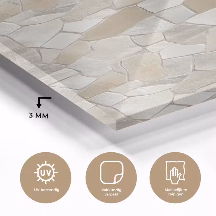 Glas schilderij - Mozaïek - Stenen - Beige — 3