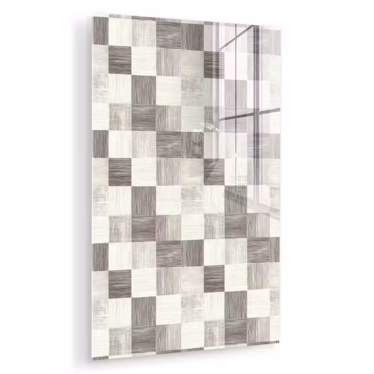 Glas schilderij - Patroon - Dambord - Houtnerf — 1