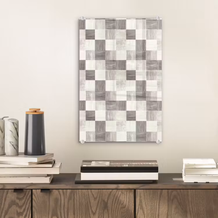 Glas schilderij - Patroon - Dambord - Houtnerf — 2