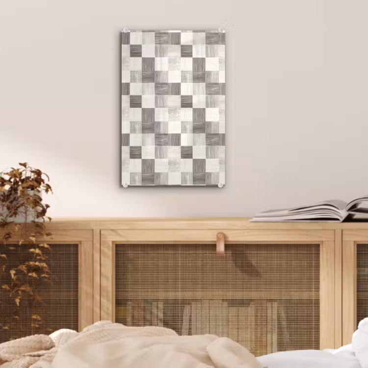 Glas schilderij - Patroon - Dambord - Houtnerf — 5