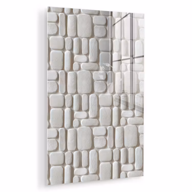 Glas schilderij - Reliëf - Structuur - Wit — 1