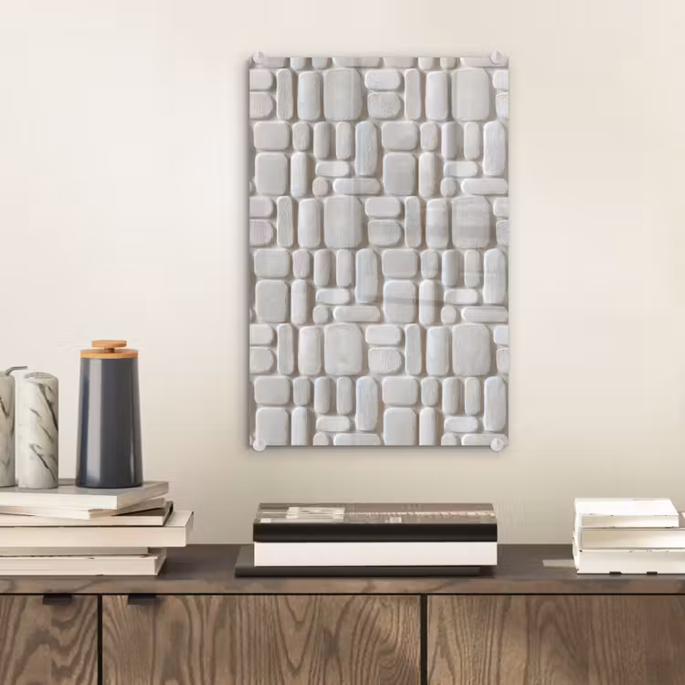 Glas schilderij - Reliëf - Structuur - Wit — 2