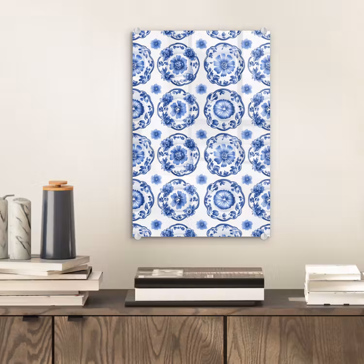 Glas schilderij - Sierborden - Bloemen - Blauw — 2
