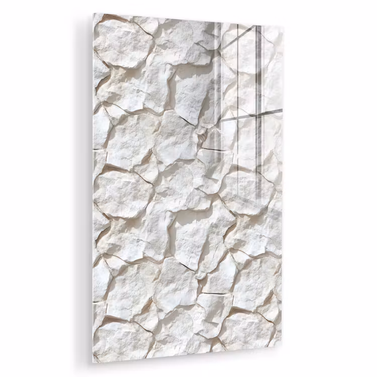 Glas schilderij - Structuur - Rots - Wit — 1