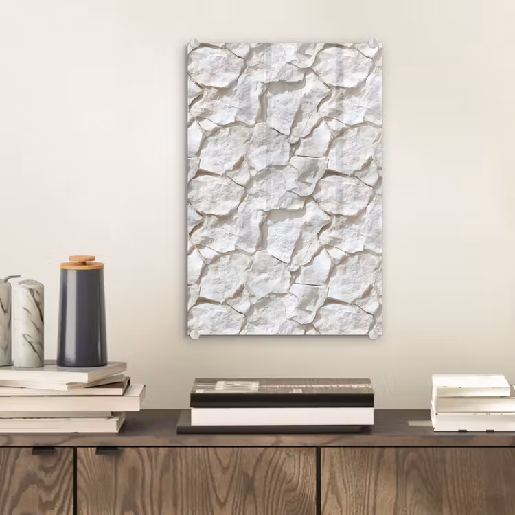 Glas schilderij - Structuur - Rots - Wit — 2