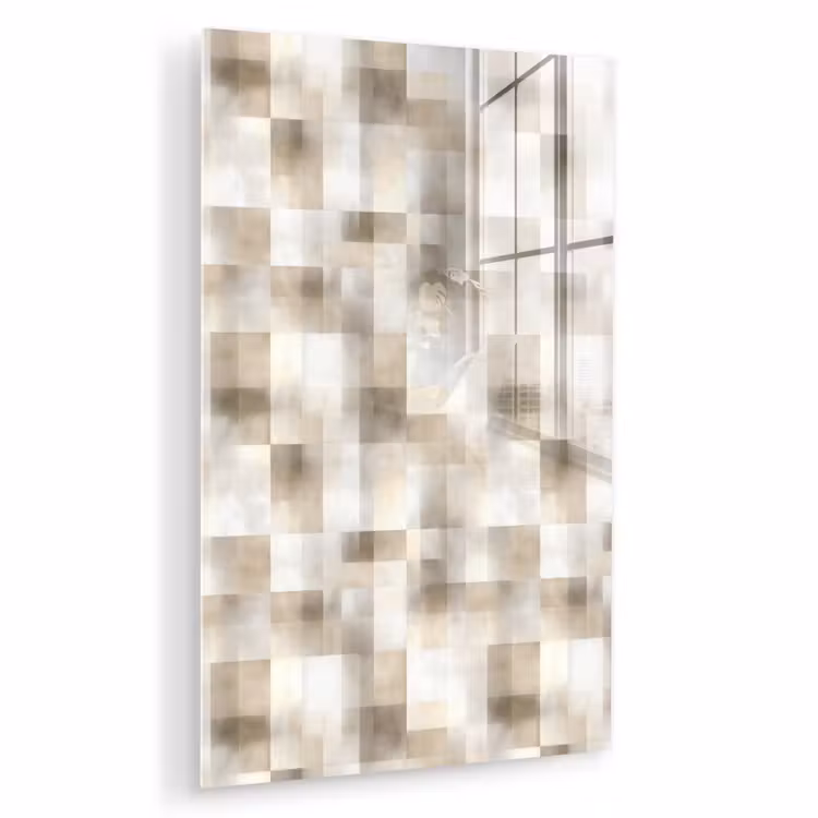 Glas schilderij - Textuur - Linnen - Beige — 1