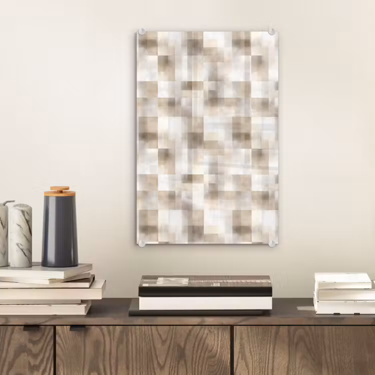 Glas schilderij - Textuur - Linnen - Beige — 2
