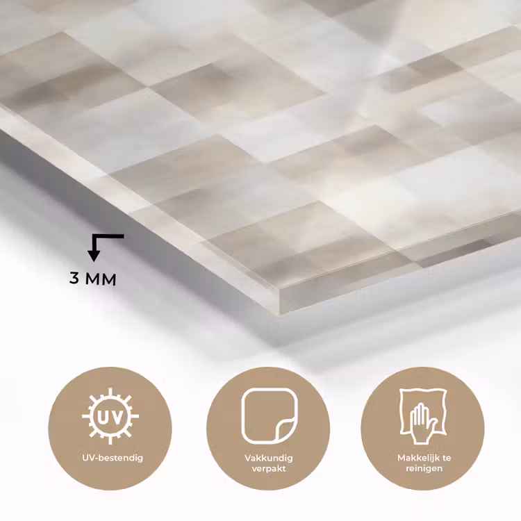Glas schilderij - Textuur - Linnen - Beige — 3