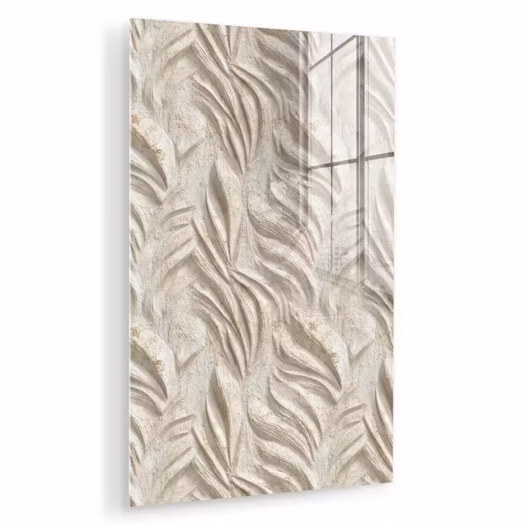 Glas schilderij - Textuur - Reliëf - Beige — 1