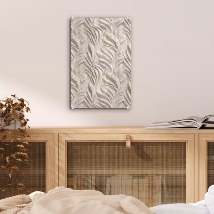 Glas schilderij - Textuur - Reliëf - Beige — 5
