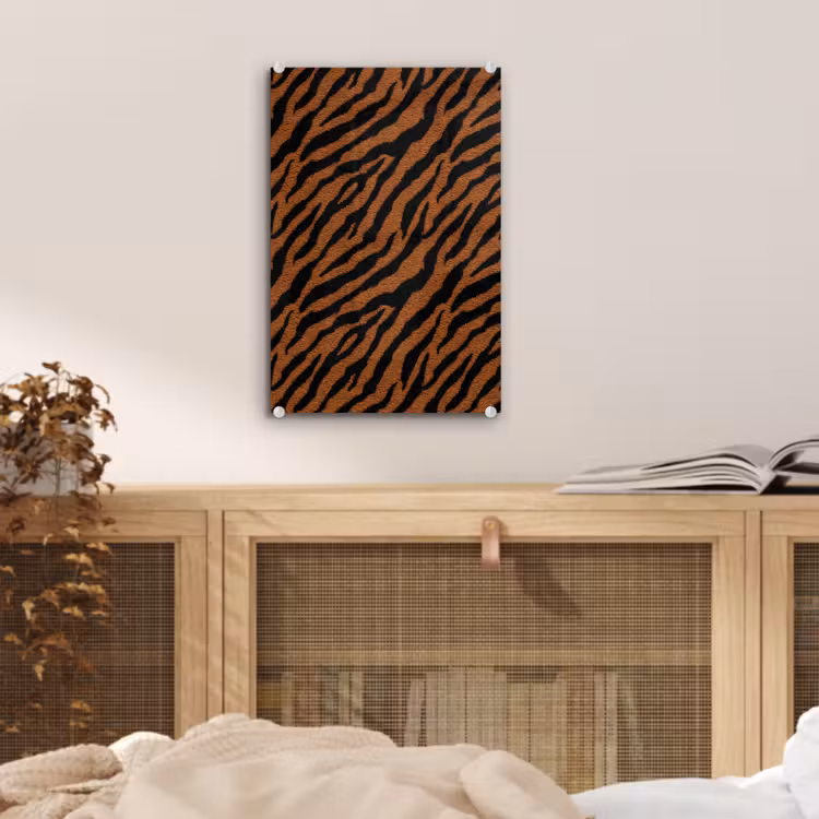 Glas schilderij - Tijger - Zwart - Vacht — 5