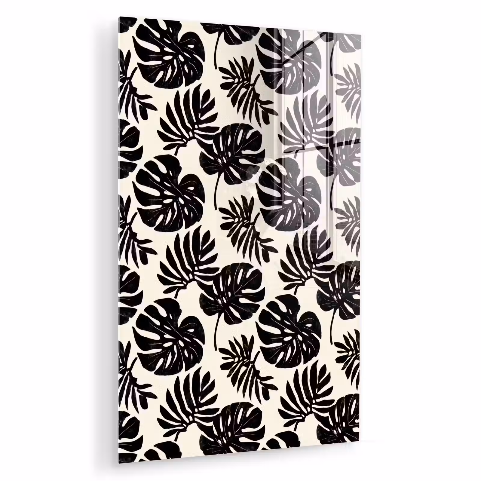 Glas schilderij - Modern - Monstera - Zwart — 1