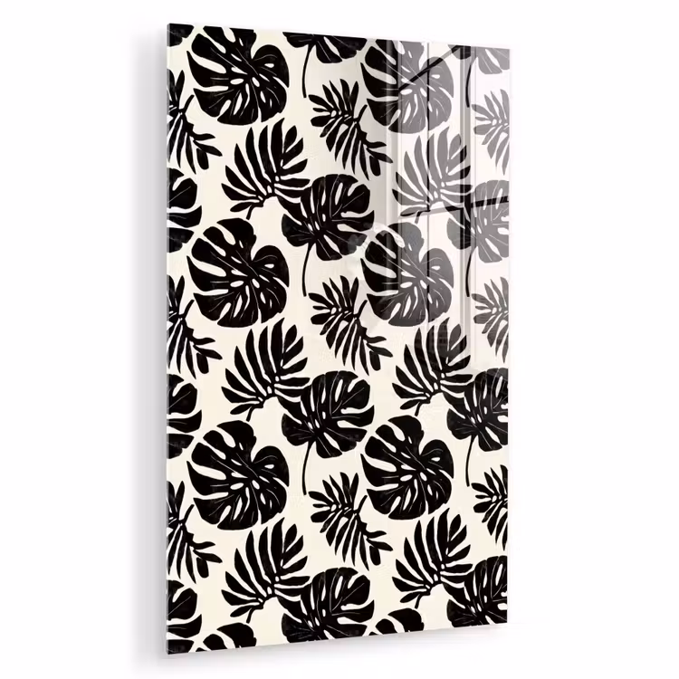 Glas schilderij - Modern - Monstera - Zwart — 1