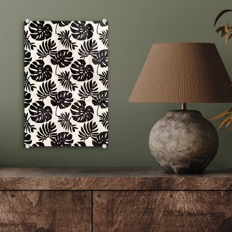 Glas schilderij - Modern - Monstera - Zwart — 4