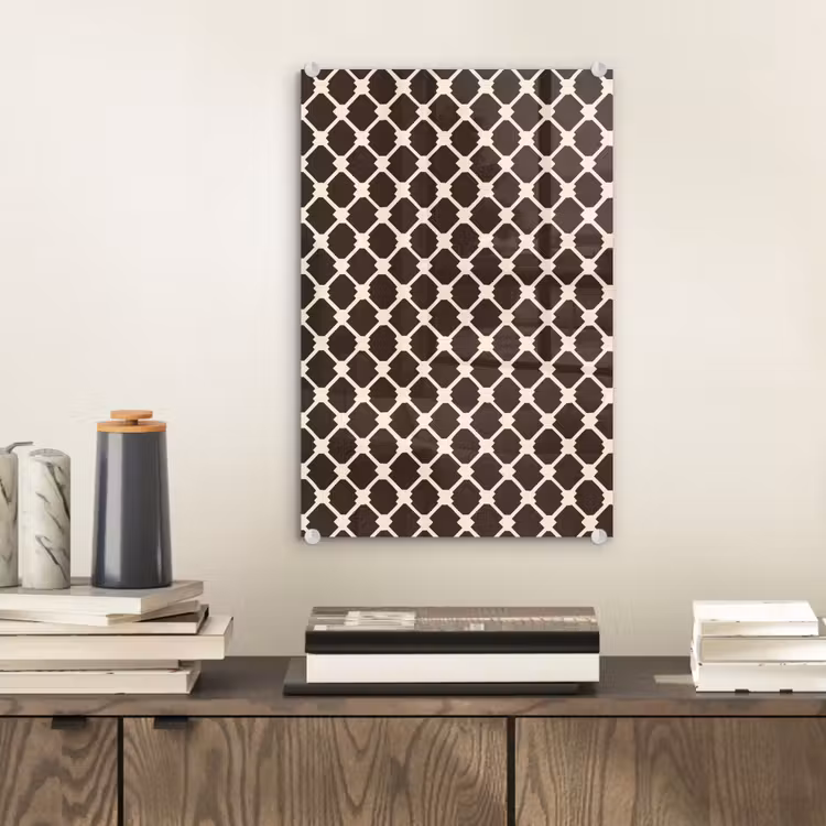 Glas schilderij - Bruin - Ruitpatroon - Geometrisch — 2