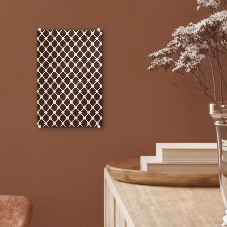 Glas schilderij - Bruin - Ruitpatroon - Geometrisch — 6