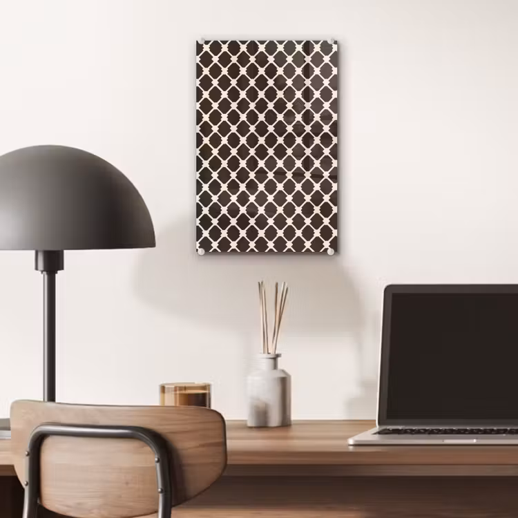 Glas schilderij - Bruin - Ruitpatroon - Geometrisch — 7