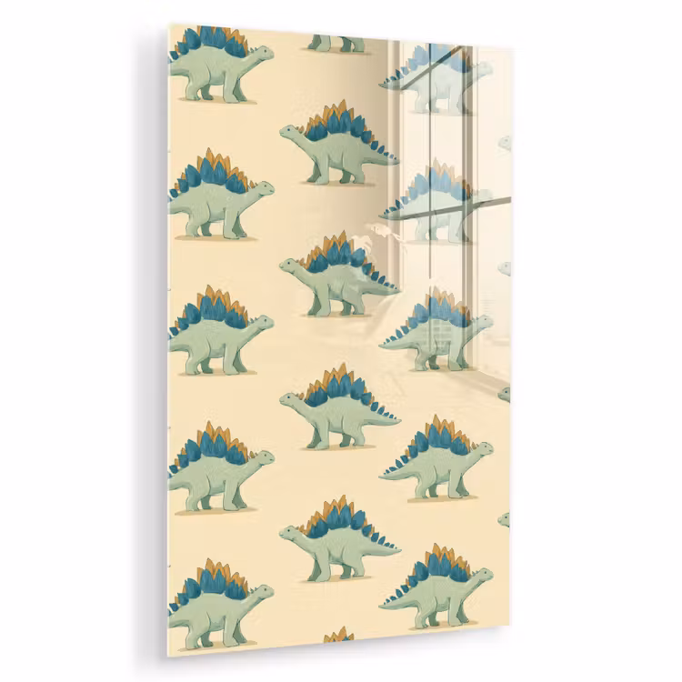 Glas schilderij - Dino - Patroon - Groen — 1