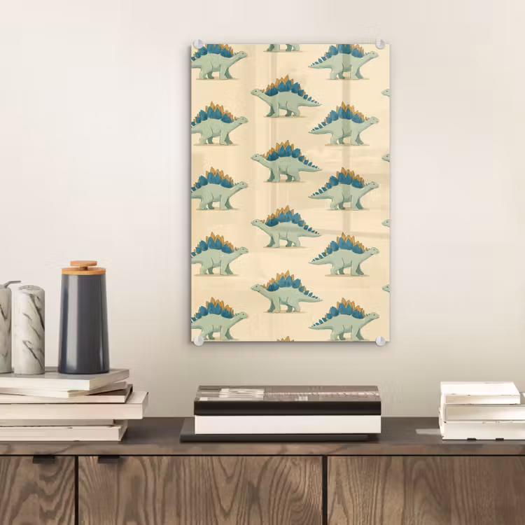 Glas schilderij - Dino - Patroon - Groen — 2