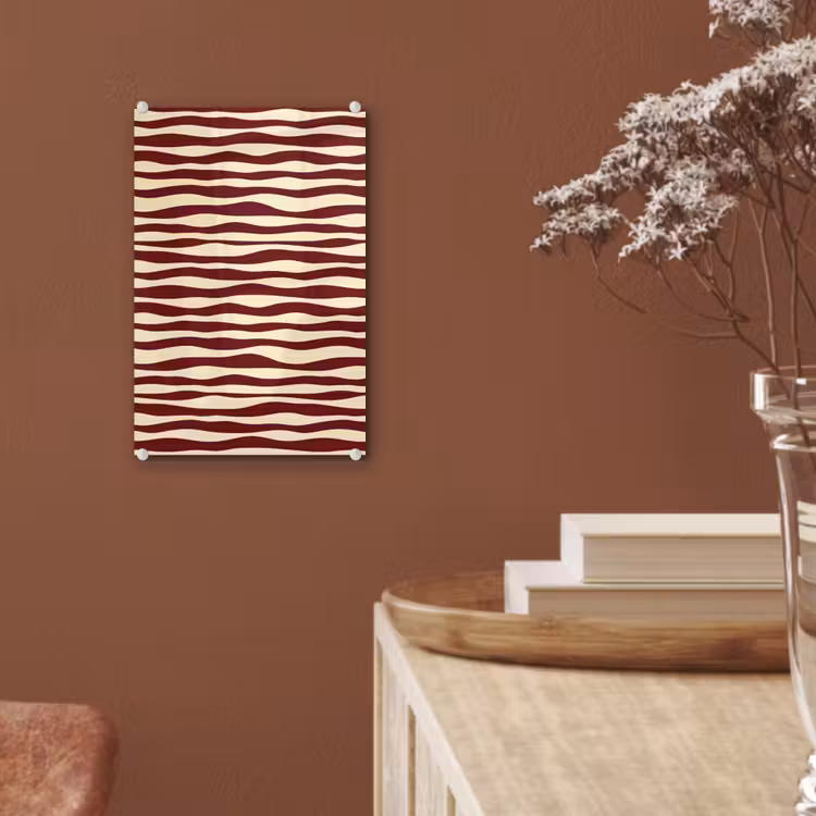 Glas schilderij - Golven - Rood - Patroon - Crème — 6