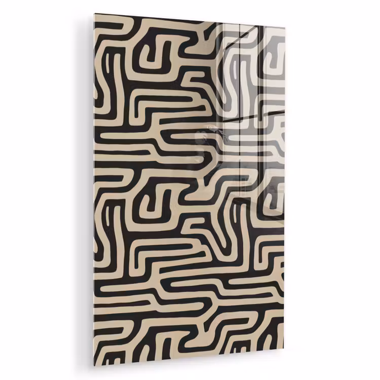 Glas schilderij - Grafisch - Lijnen - Zwart — 1