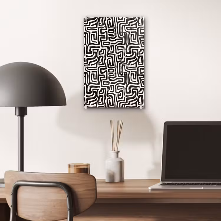 Glas schilderij - Grafisch - Lijnen - Zwart - Wit — 7