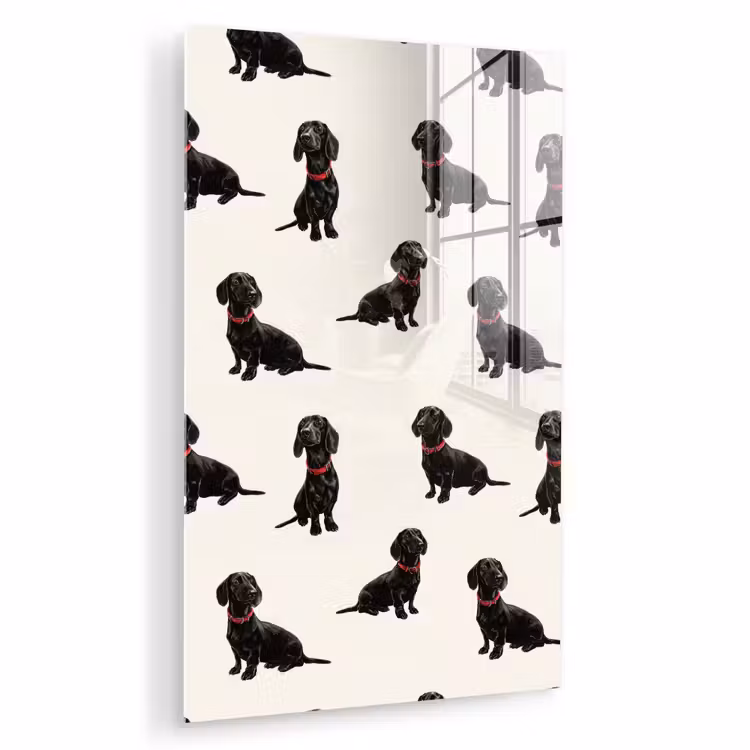 Glas schilderij - Hond - Patroon - Zwart — 1
