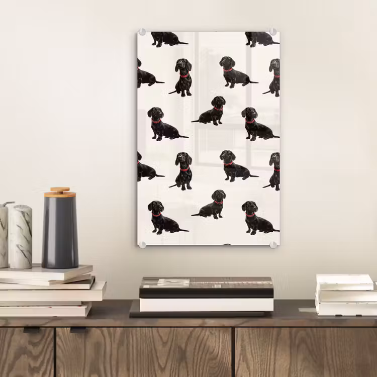 Glas schilderij - Hond - Patroon - Zwart — 2