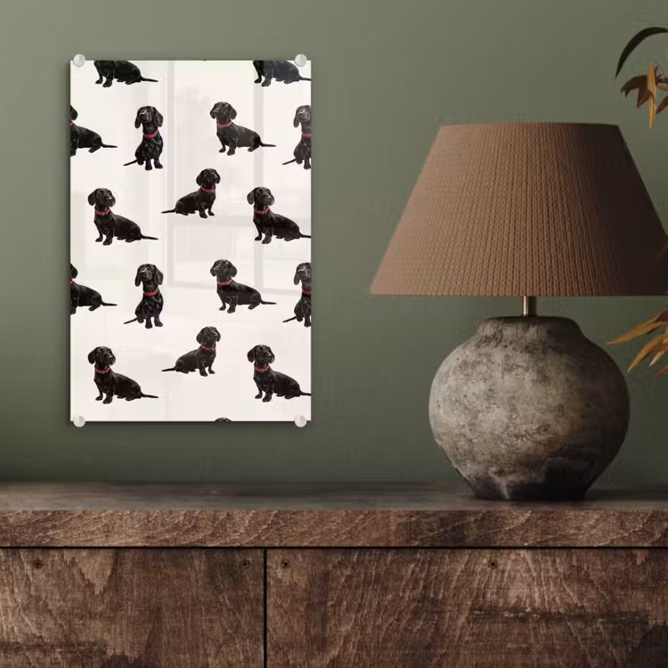 Glas schilderij - Hond - Patroon - Zwart — 4