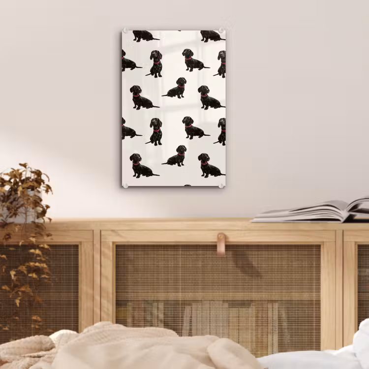 Glas schilderij - Hond - Patroon - Zwart — 5