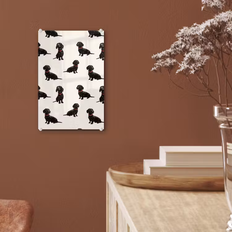 Glas schilderij - Hond - Patroon - Zwart — 6