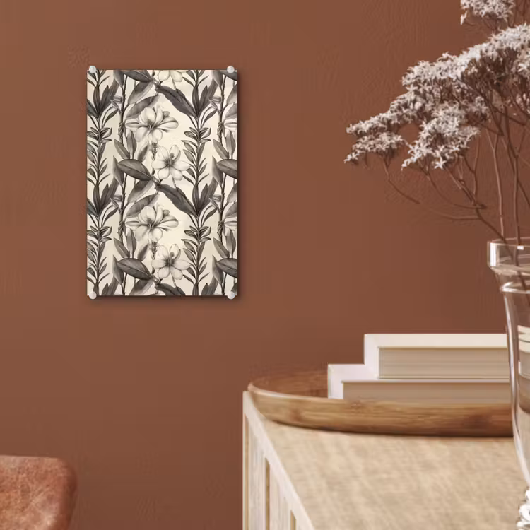 Glas schilderij - Klassiek - Botanisch - Zwart - Beige — 6