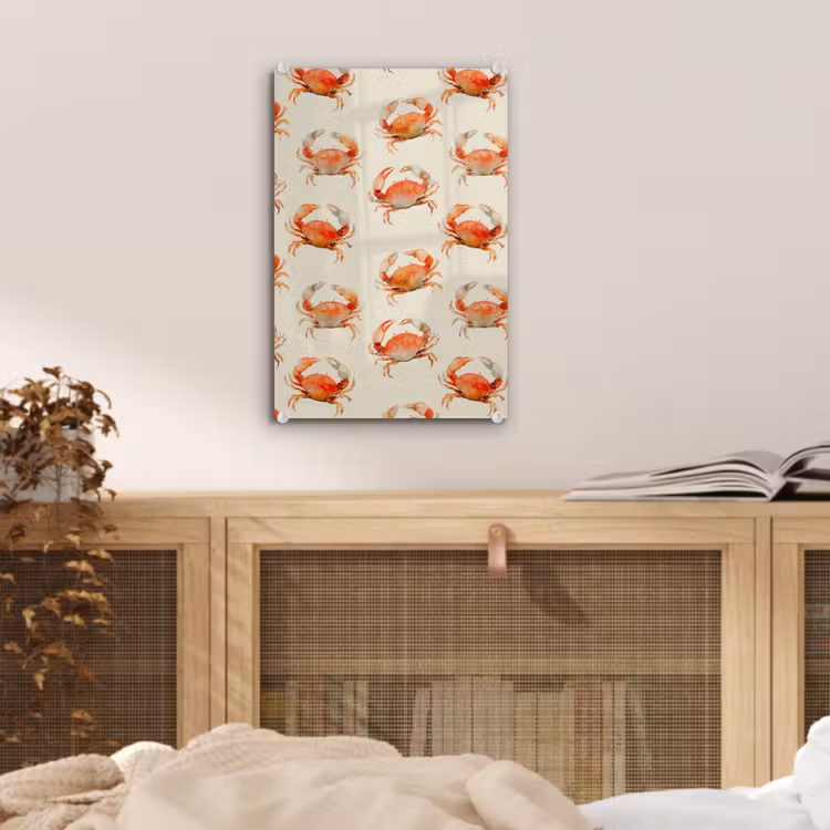 Glas schilderij - Krabben - Patroon - Oranje — 5